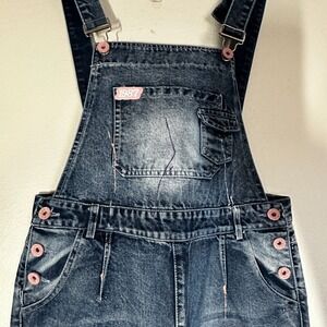 Yapai Vintage 1987 Overall Women Jeans Large 28 Blue Capri Mid Rise Denim